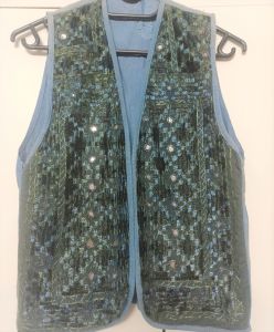 Adult Female Costumes to Hire - Hippy Waistcoat - mirror detail - SMALL